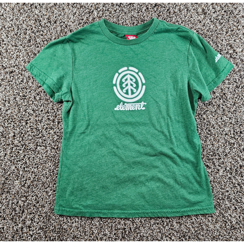 Vintage Y2K Element Skateboards Girls Sz XL Short Sleeve T Shirt Green White